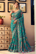 Nayoora Rama Green Premium Sequence & Real Mirror Work Designer Saree