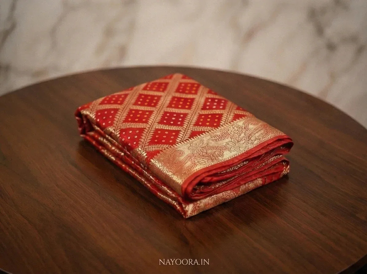 Nayoora Royal Red Banarasi Gharchola Silk Designer Saree - Nayoora