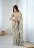 Nayoora Fendy Two-Tone Satin Embroidered Saree - Nayoora