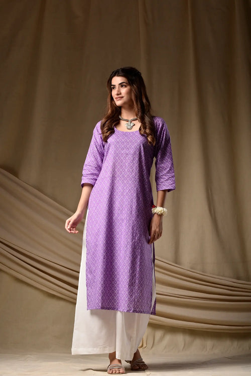 Nayoora Lavender Ira Rayon Kurti