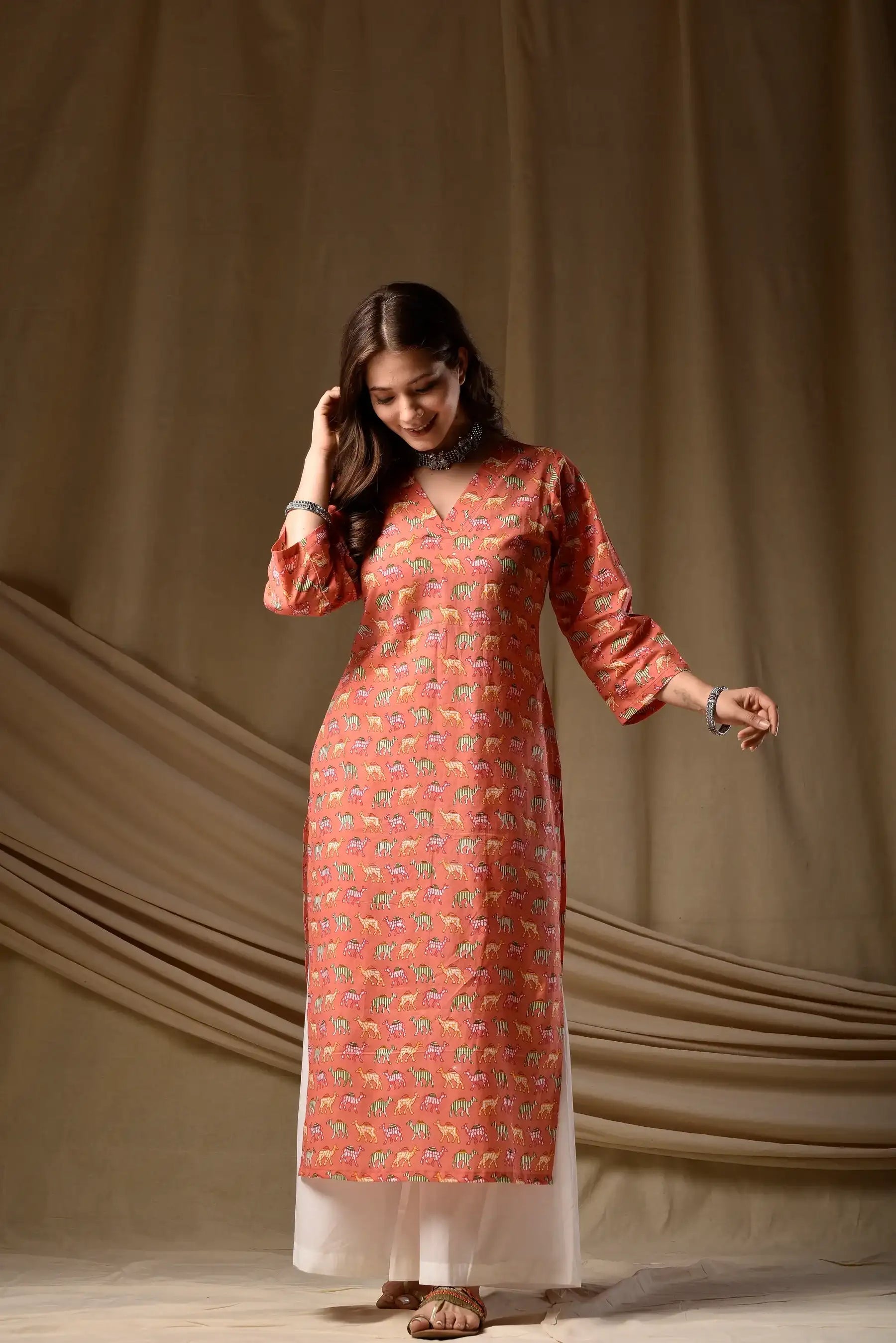 Nayoora Coral Ira Rayon Kurti