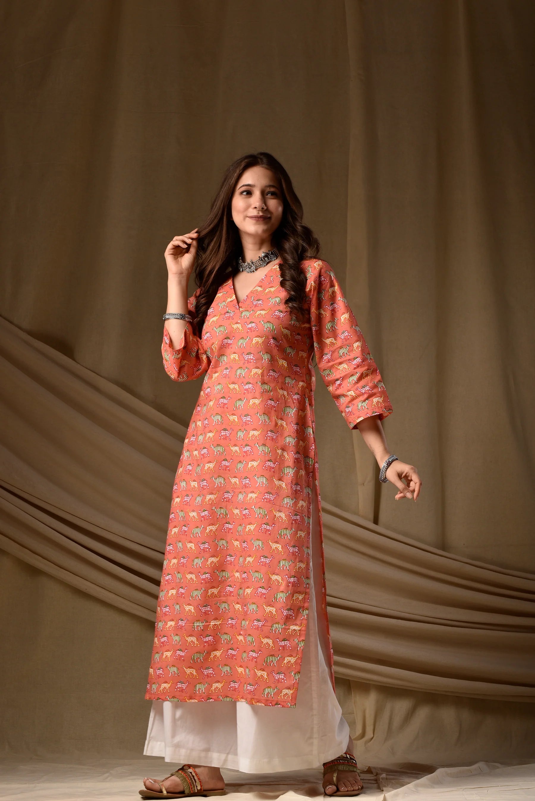 Nayoora Coral Ira Rayon Kurti