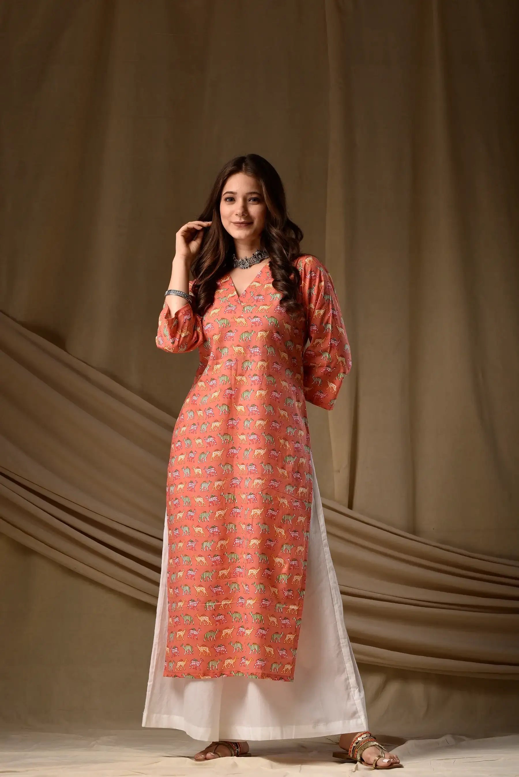 Nayoora Coral Ira Rayon Kurti