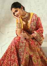 Nayoora Red and Gold Embellished Pure Georgette Bandhej Saree
