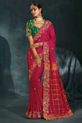 Nayoora Royal Rani Pink Banarasi Silk Embroidered Saree