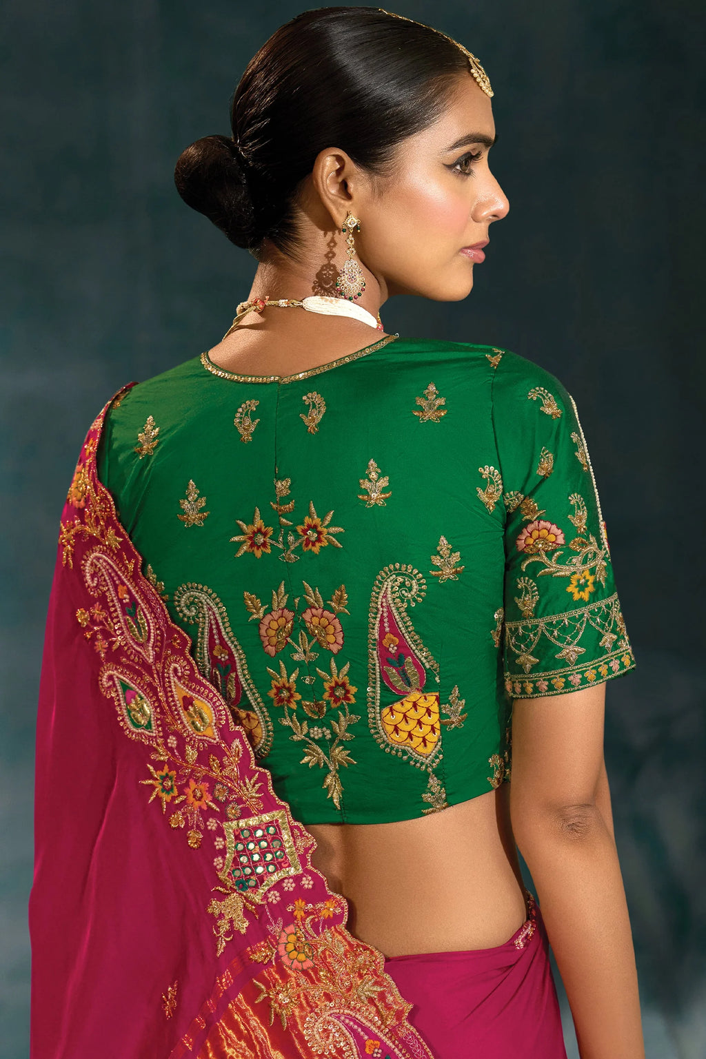 Nayoora Royal Rani Pink Banarasi Silk Embroidered Saree