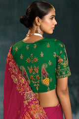 Nayoora Royal Rani Pink Banarasi Silk Embroidered Saree