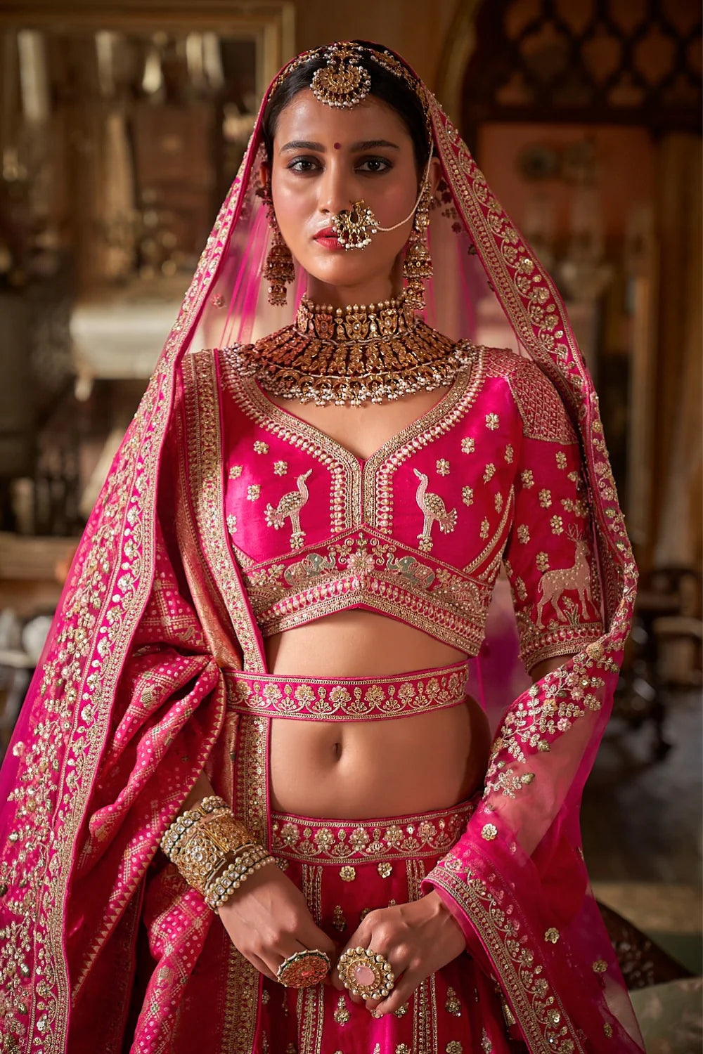 Nayoora Royale Rani Pink Heritage Silk Bridal Lehenga