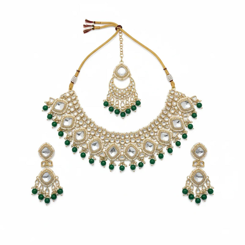 Nayoora Emerald Green Kundan Choker Jewellery Set