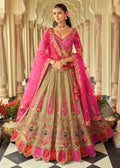 Nayoora Luxe Antique Gold & Rani Pink Mirror Work Readymade Couture Lehenga - Nayoora