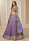 Nayoora Royal Purple Premium Chinnon Silk Lehenga Choli with Heavy Work