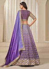 Nayoora Royal Purple Premium Chinnon Silk Lehenga Choli with Heavy Work