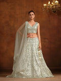 Nayoora Sanya Artisanal Mirror Work Off White Bridal Lehenga