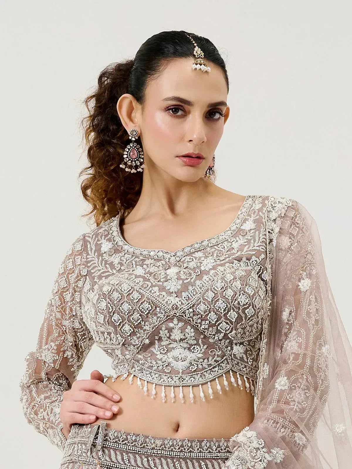 Nayoora Luxe Royal Net Jacquard Couture Bridal Lehenga Set - Nayoora