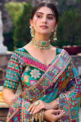 Nayoora Multicolor Premium Mirror Work Designer Saree
