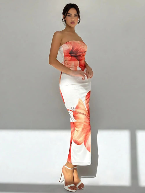 Nayoora Solis Artisanal Floral Tube Maxi Dress