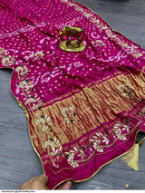 Nayoora Hand Bandhani Pure Gajji Silk Saree