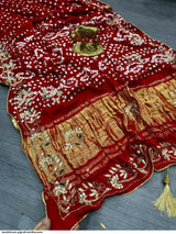 Nayoora Hand Bandhani Pure Gajji Silk Saree