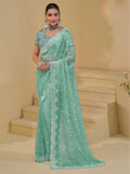Nayoora Sea Green Banarasi Moti Work Saree