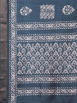 Nayoora Teal Blue Zari Printed Silk Blend Saree
