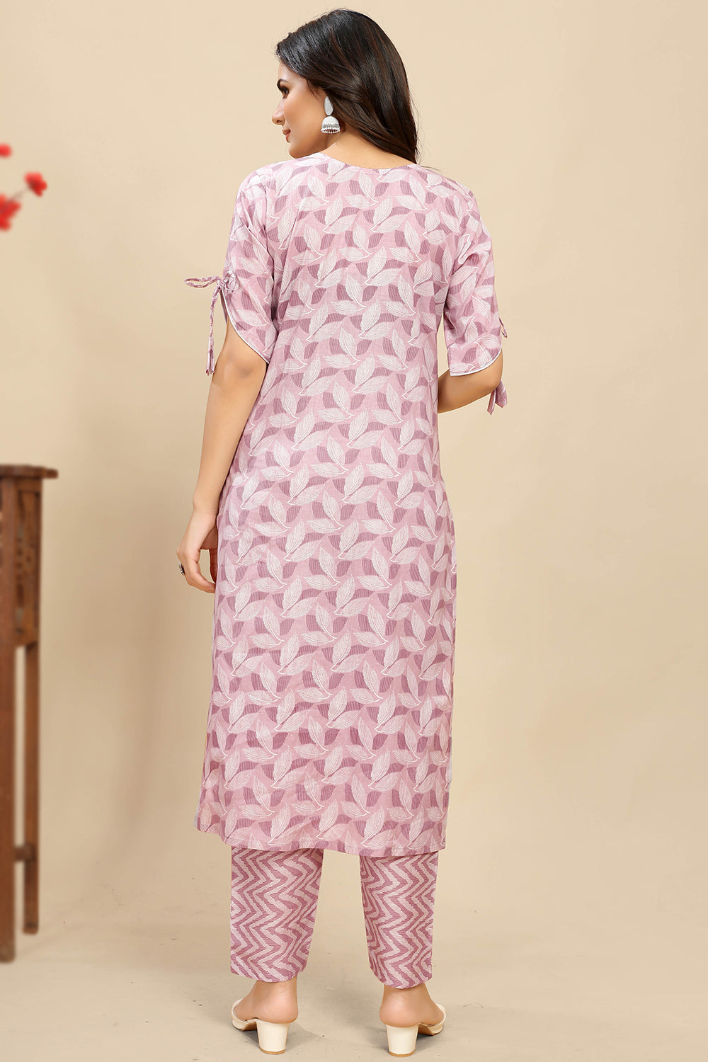 Nayoora Lavender Printed Cotton Kurta Pant Set