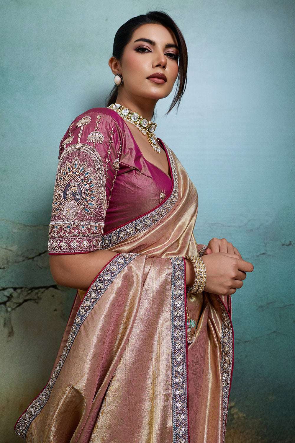 Nayoora Metallic Banarasi Tissue Saree