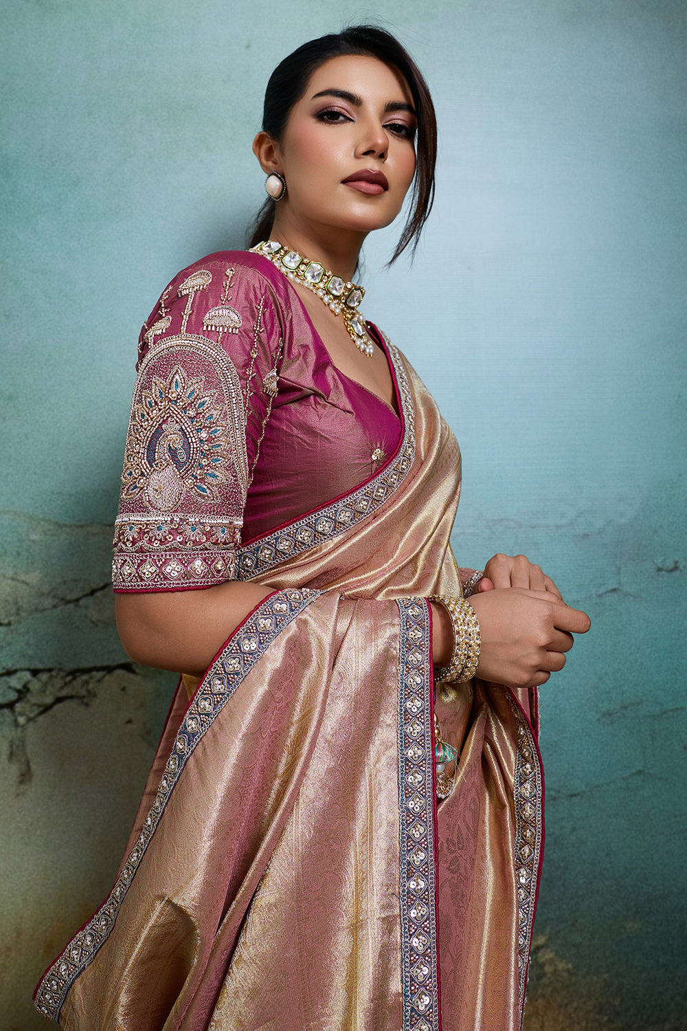 Nayoora Metallic Banarasi Tissue Saree