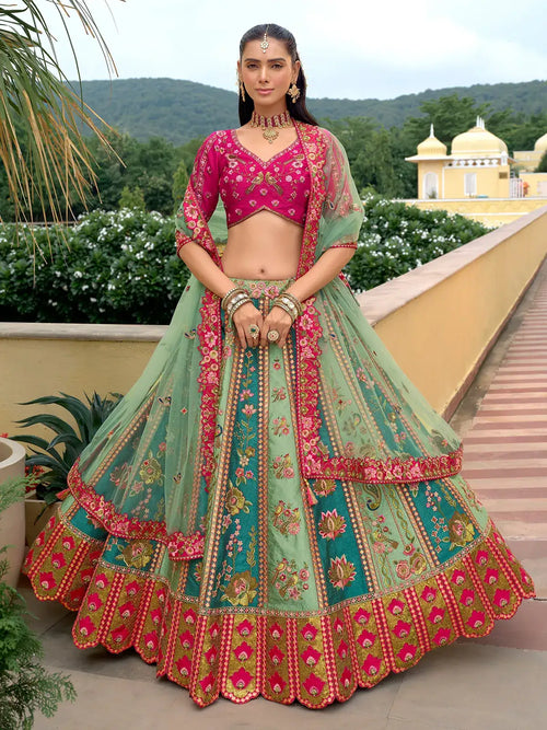 Nayoora Celestia Mint & Magenta Lehenga