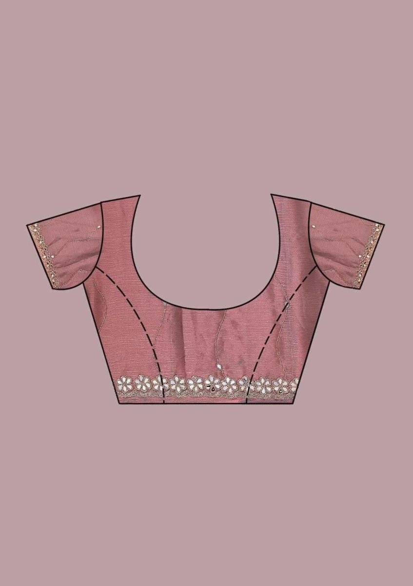 Nayoora Baby Pink Burberry Silk Saree – Real Mirror Work & Cutwork Border - Nayoora