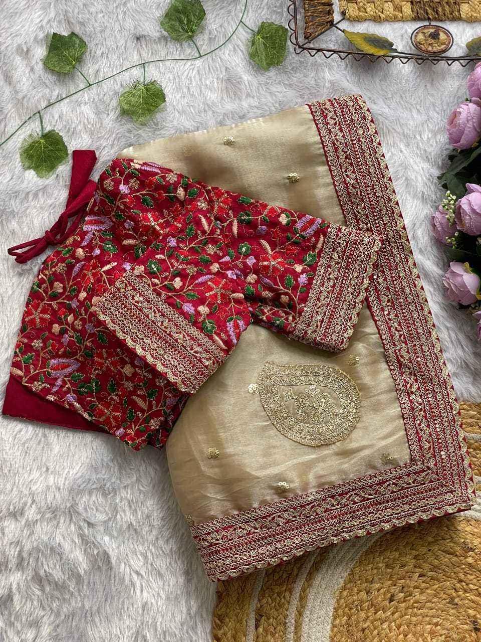 Nayoora Blush Pink Jimmy Choo Saree with Stitched Blouse - Nayoora