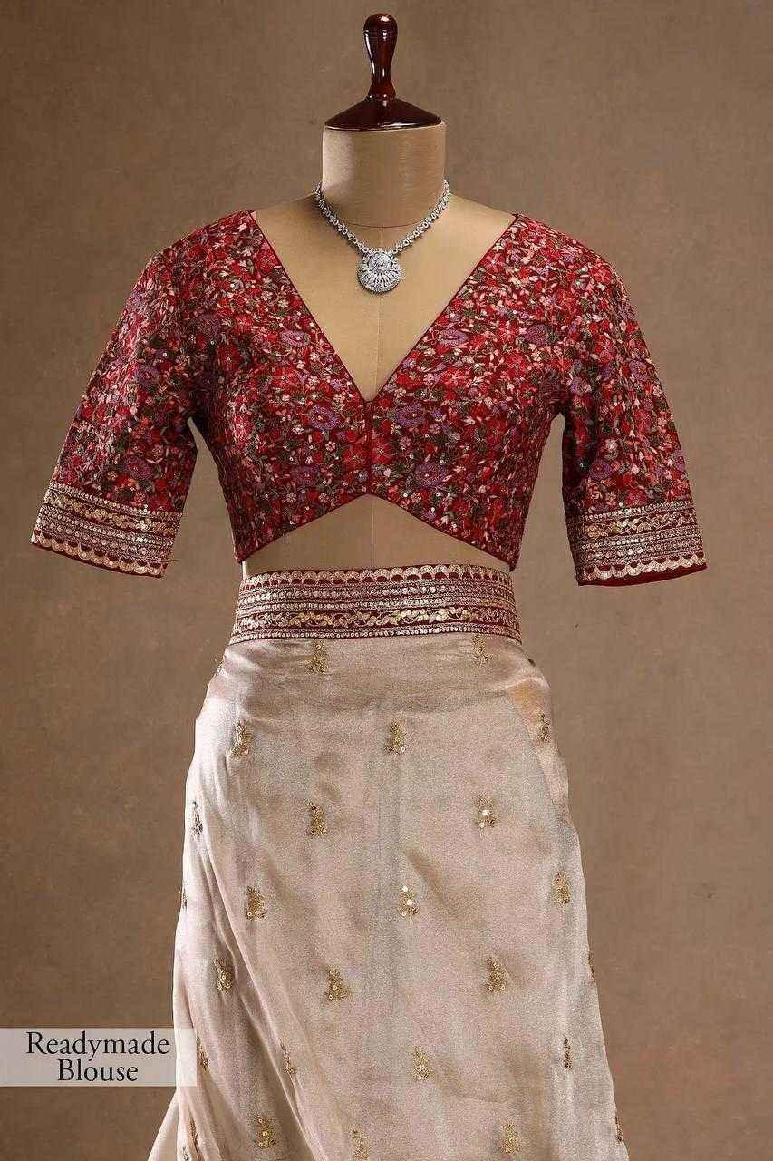 Nayoora Blush Pink Jimmy Choo Saree with Stitched Blouse - Nayoora