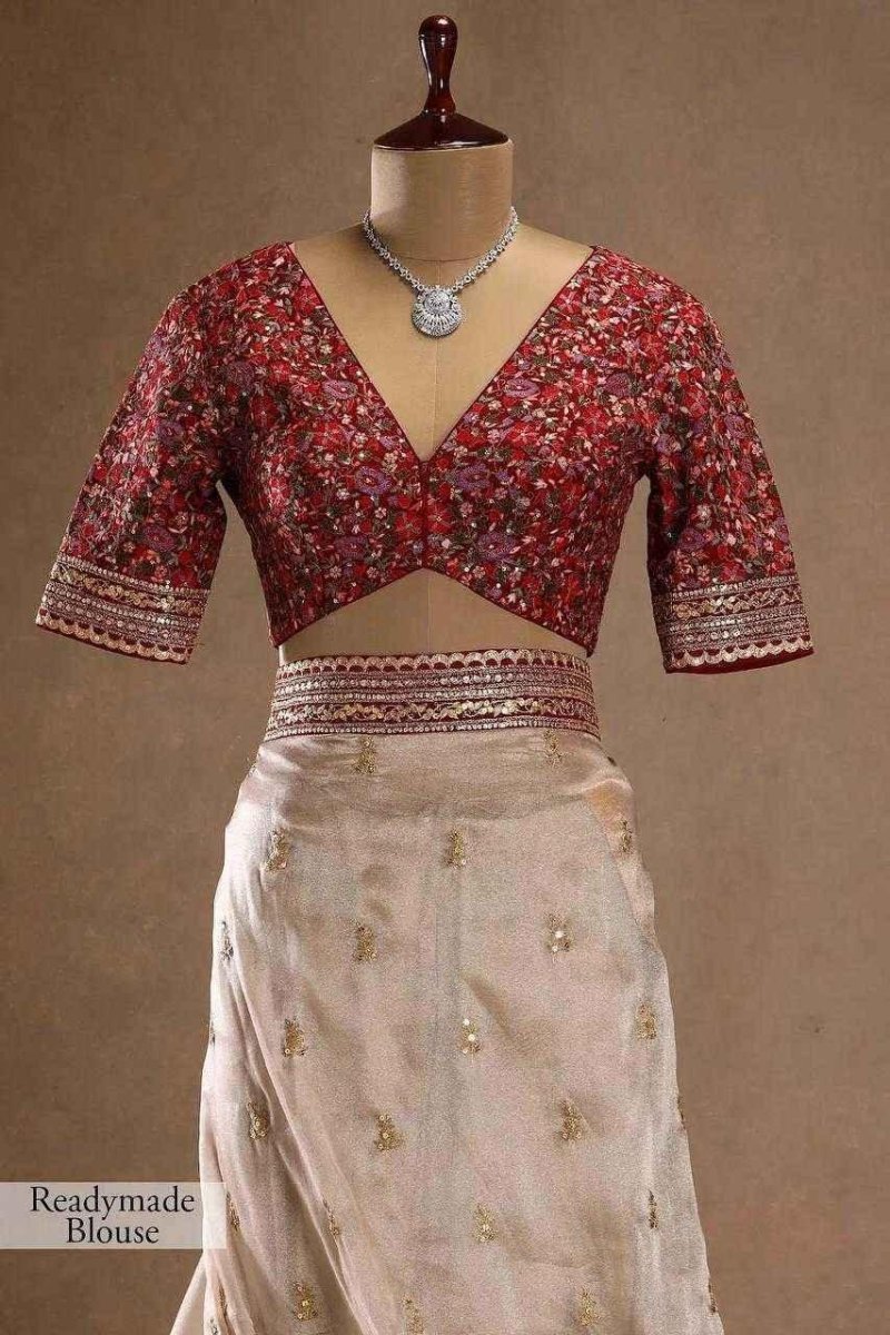 Nayoora Blush Pink Jimmy Choo Saree with Stitched Blouse - Nayoora