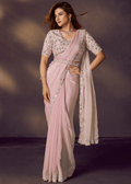 Nayoora Blush Pink Ready - to - Wear Saree - Nayoora