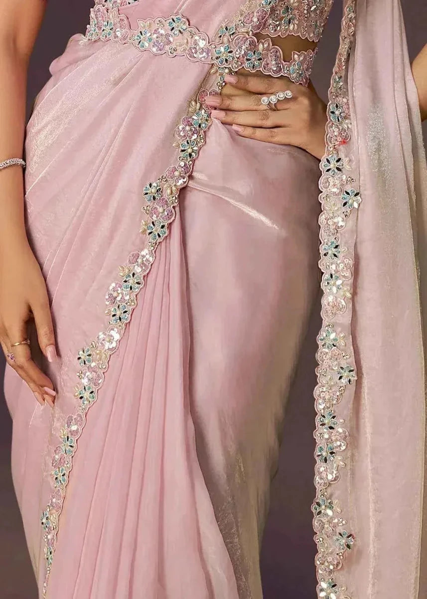 Nayoora Blush Pink Ready - to - Wear Saree - Nayoora