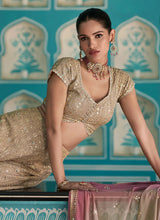 Nayoora Champagne Gold Embroidered Georgette Palazzo Suit Set - View 2