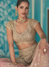 Nayoora Champagne Gold Embroidered Georgette Palazzo Suit Set - View 3