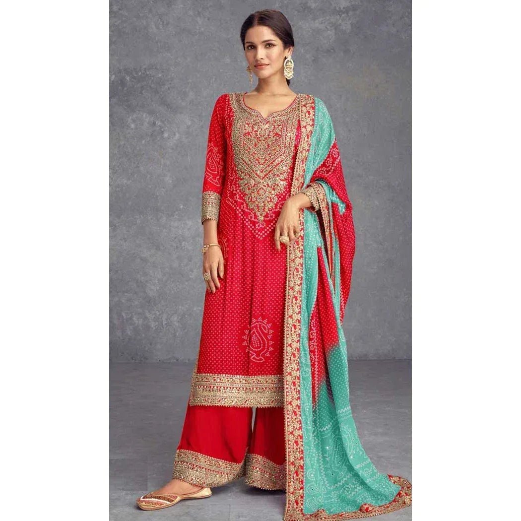 Nayoora Chinnon Printed Mirror Embellished Salwar Suit - Nayoora