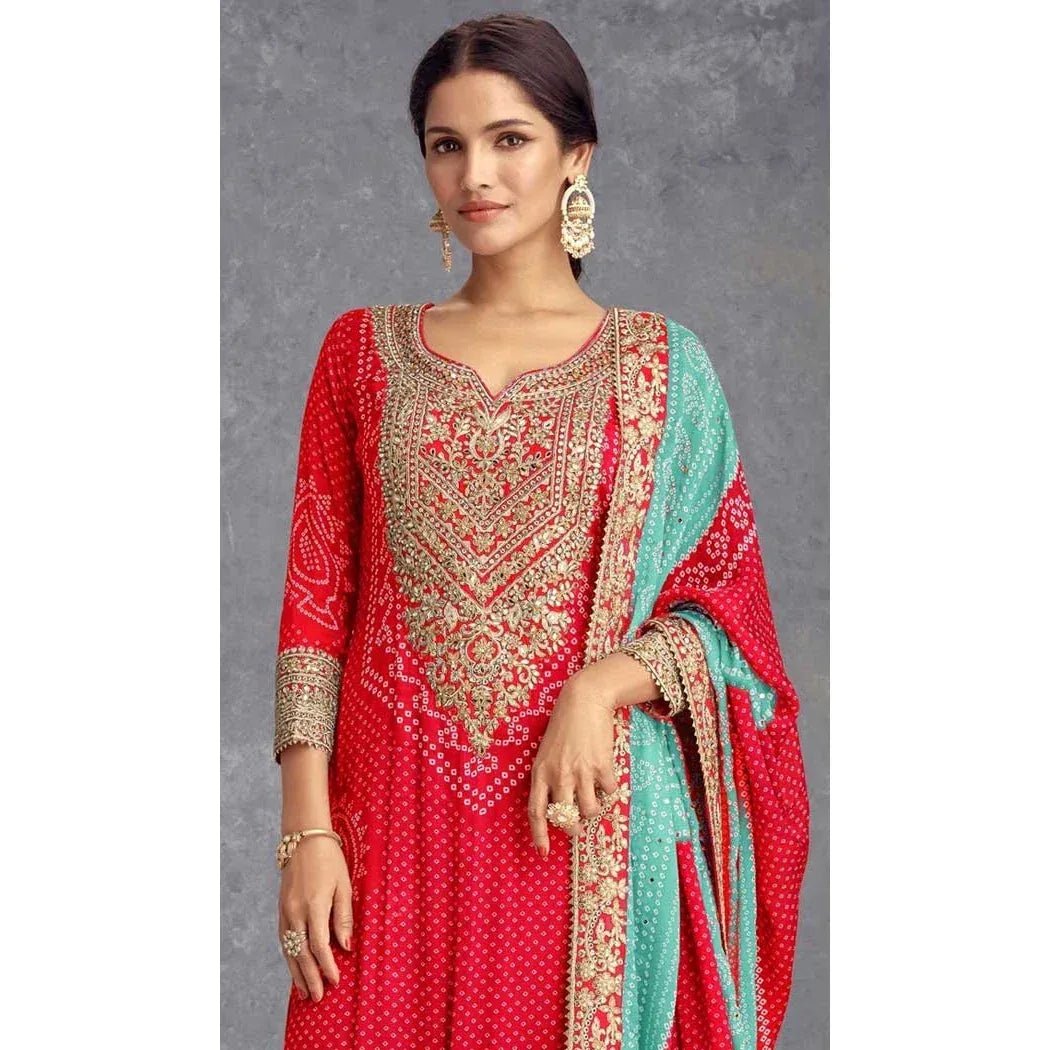 Nayoora Chinnon Printed Mirror Embellished Salwar Suit - Nayoora