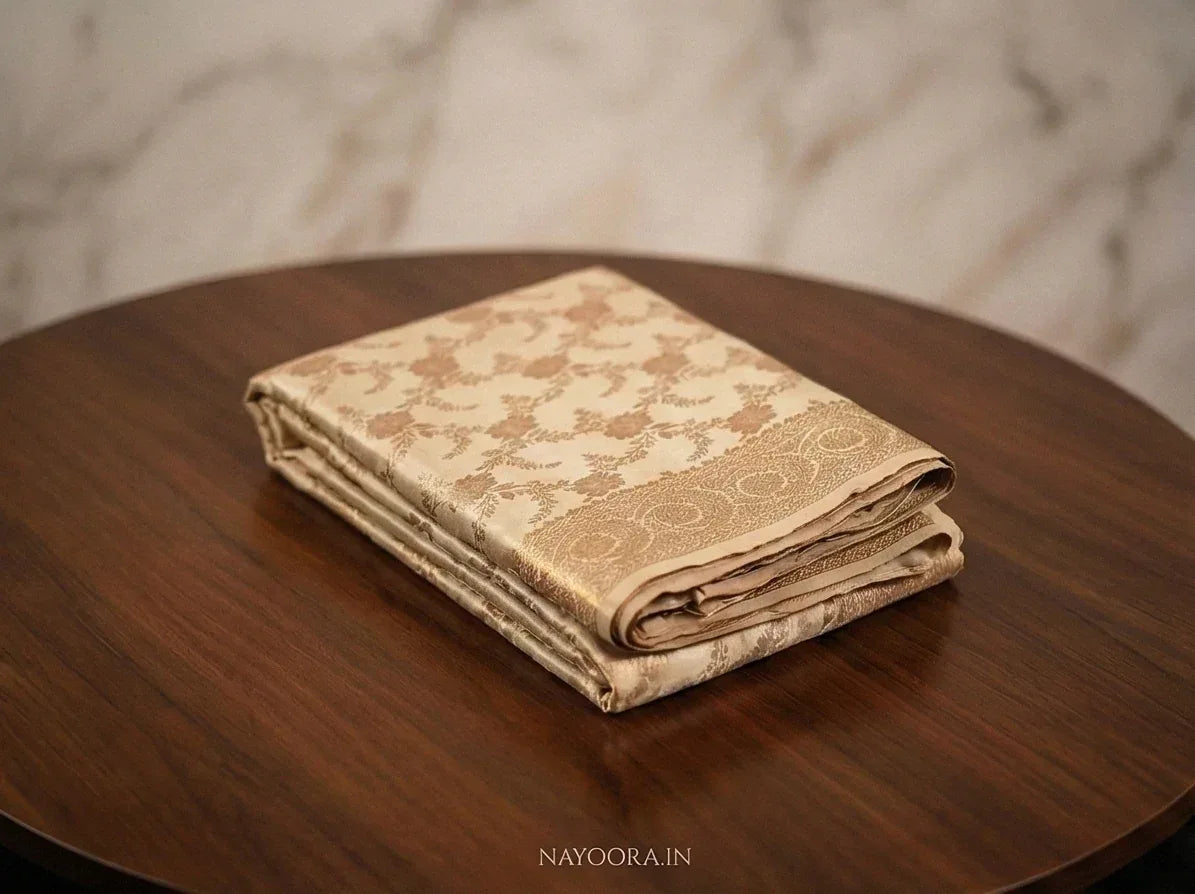 Nayoora Cream Banarasi Silk Saree with Stone Embellished Zari - Nayoora