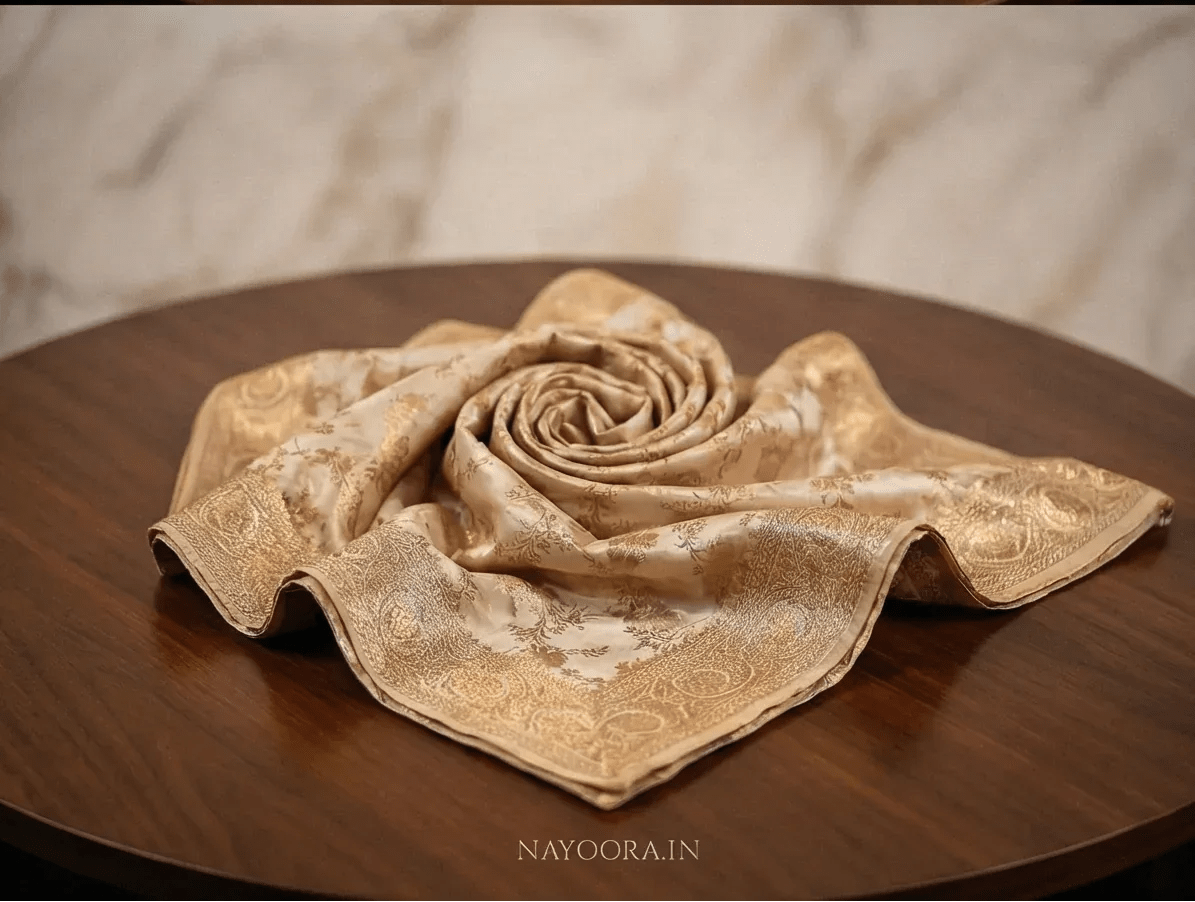 Nayoora Cream Banarasi Silk Saree with Stone Embellished Zari - Nayoora