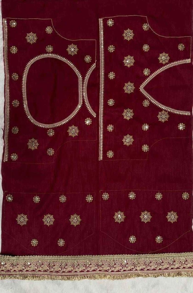 Nayoora Cream Twill Net Saree – Heavy Maroon Zari Border & Blouse - Nayoora