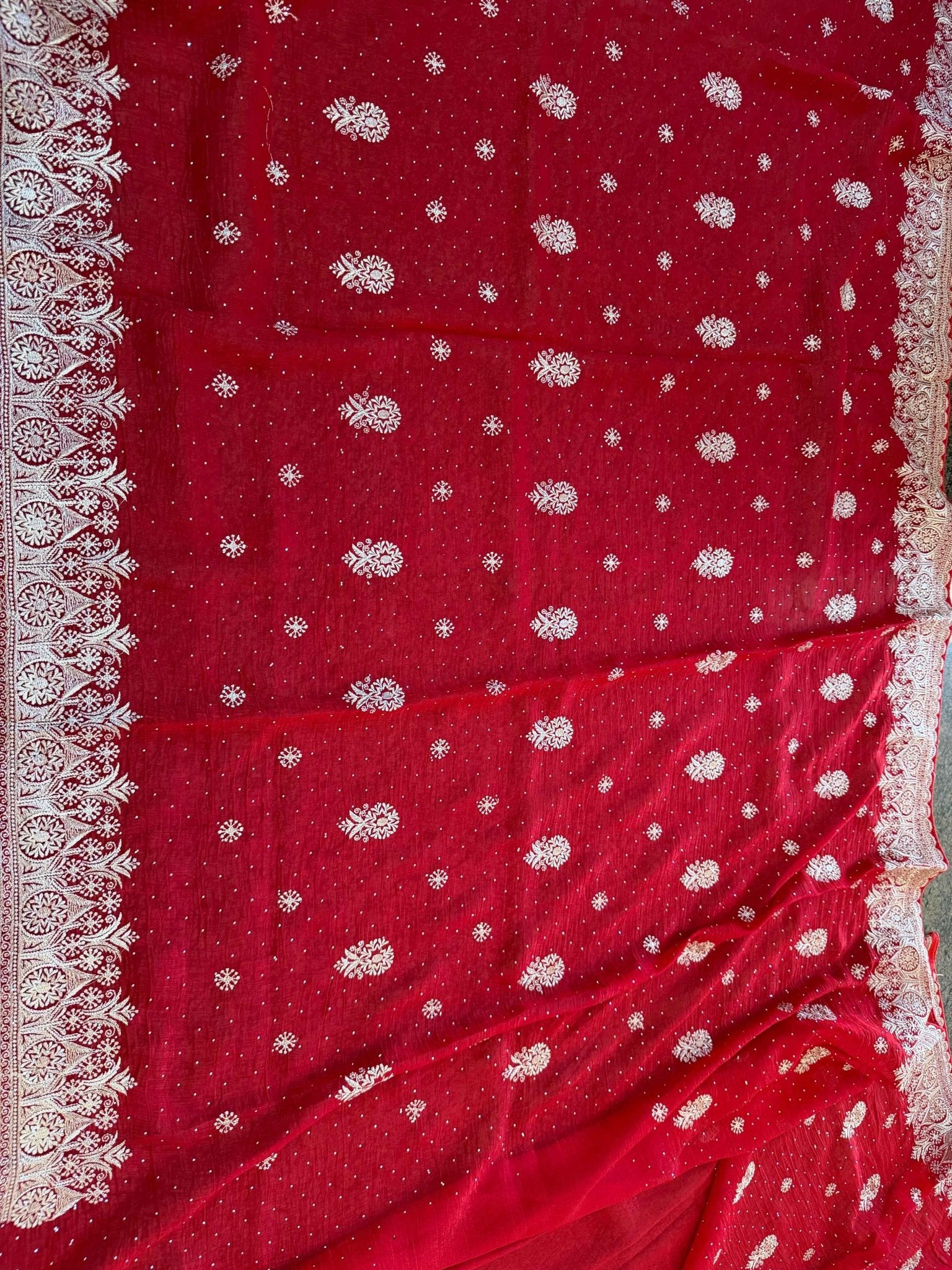 Nayoora Crimson Red Embroidered Festive Saree - Nayoora