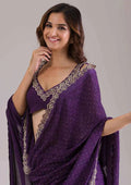 Nayoora Deep Purple Jimmy Choo Saree – Real Gold Mirror Work - Nayoora