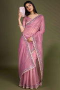 Nayoora Dusty Pink Gold - Infused Twill Saree - Nayoora
