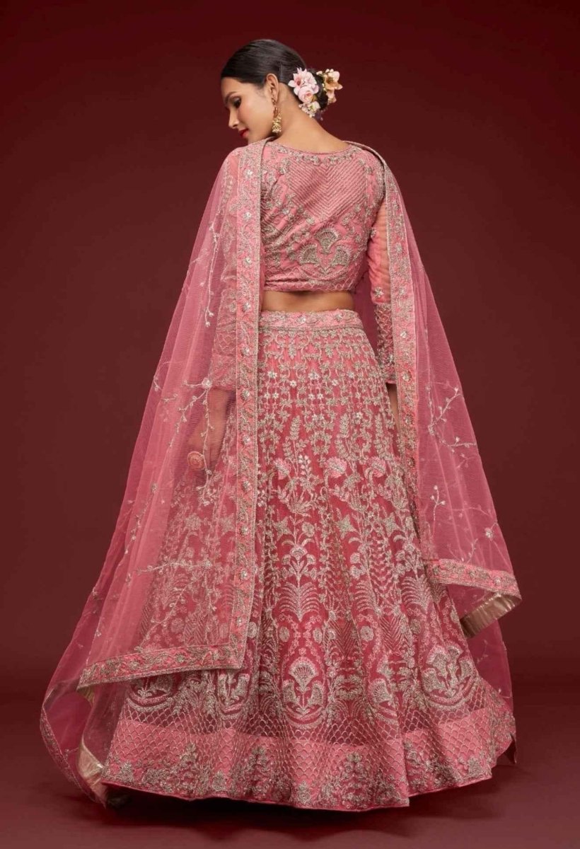 Nayoora Dusty Pink Net Lehenga – Heavy Dori & Zari Embroidery - Nayoora