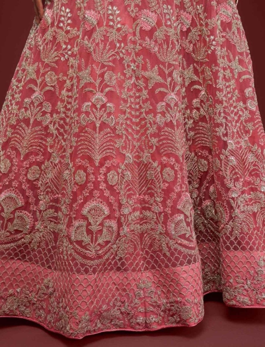 Nayoora Dusty Pink Net Lehenga – Heavy Dori & Zari Embroidery - Nayoora