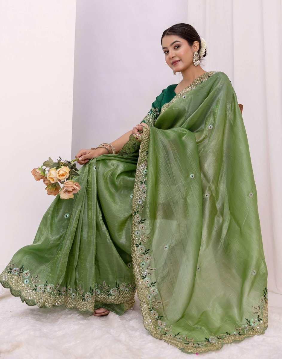Nayoora Gold Crush Embroidered Premium Festive Saree - Nayoora
