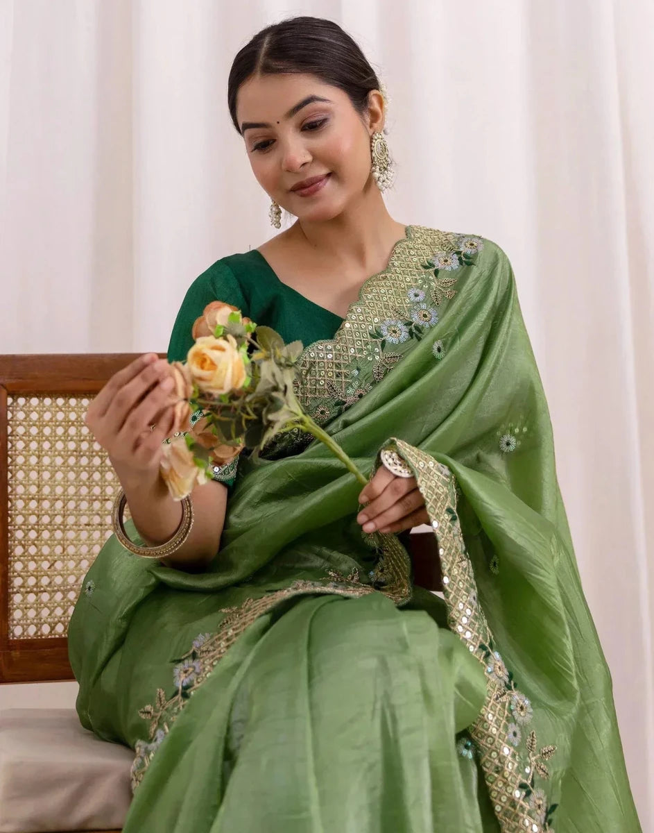 Nayoora Gold Crush Embroidered Premium Festive Saree - Nayoora