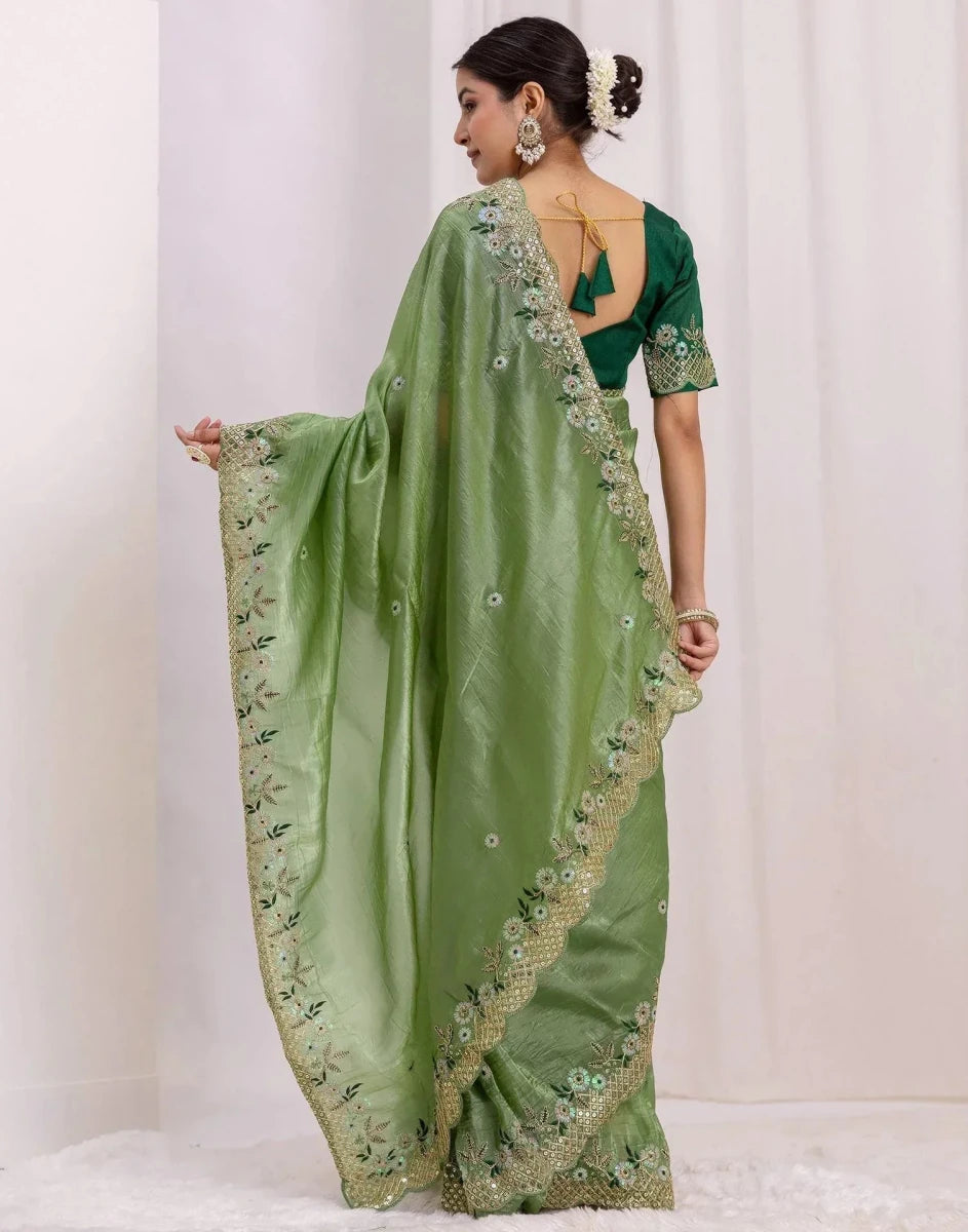 Nayoora Gold Crush Embroidered Premium Festive Saree - Nayoora
