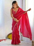 Nayoora Hot Pink Gold - Crush Ready - to - Wear Saree - Nayoora